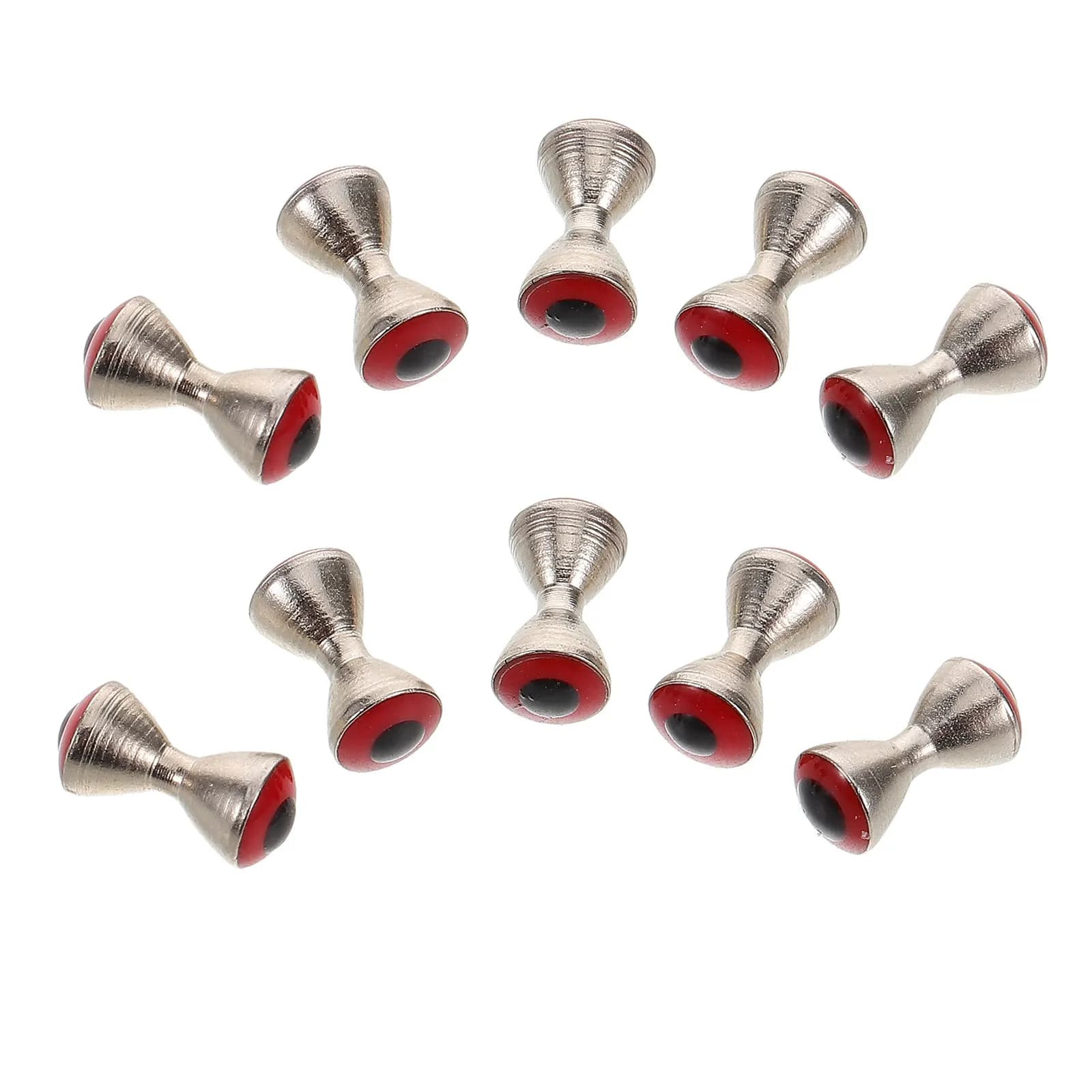10 Pezzi Occhi in Metallo a Forma di Manubrio per Materiali da Costruzione di Mosche Artificiali, in Rame, Bordi Lisci, Strumenti per la Pesca a Mosca, Peso Regolabile per Esche