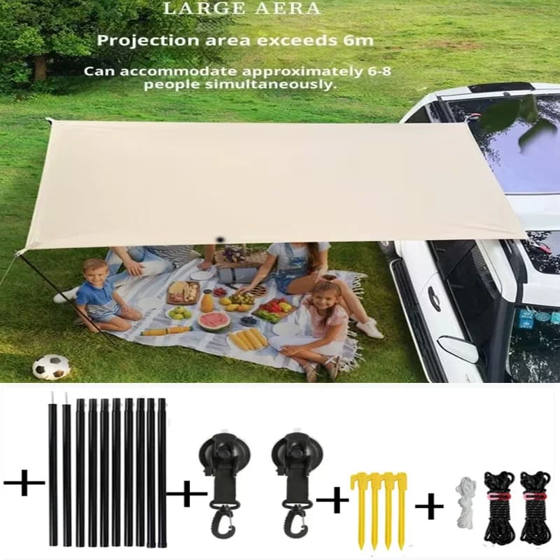 Tenda Laterale per Auto per Campeggio e Protezione Solare all'Aperto