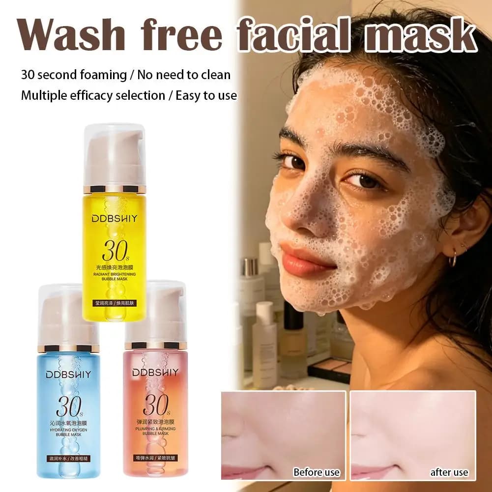 Maschera Effervescente ad Azione Rapida in 30 Secondi, Idratante, Ossigenante, Detergente Profonda, Rimpolpante e Rassodante, Illuminante e Idratante