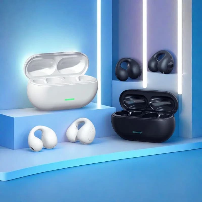 Cuffie Bluetooth T75 5.3 Wireless a Conduzione Aerea, Auricolari con Clip, Cancellazione del Rumore, Chiamate HD, per Sport e Gaming