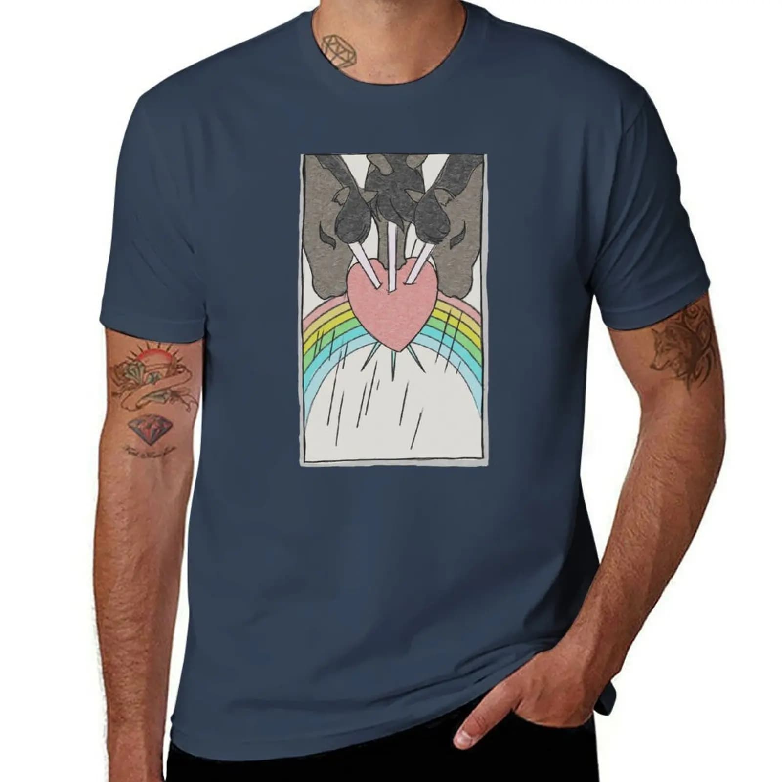 T-shirt con design di carte dei tarocchi a tema unicorno, ideale per festival e feste