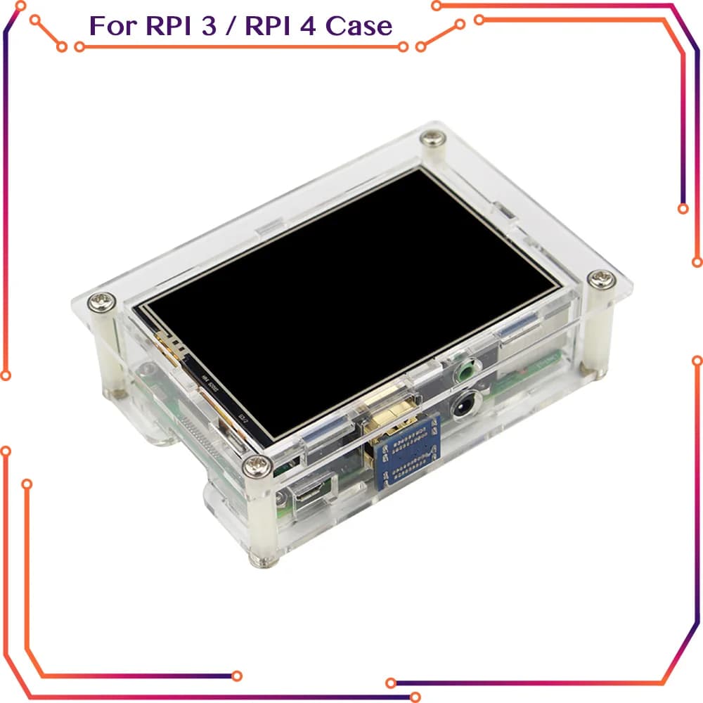 For Raspberry Pi 4 Transparent Case for 3.5 Inch HDMI Touch Screen Display for Raspberry Pi 3 RPI102
