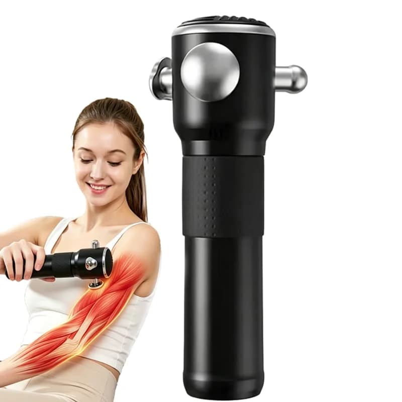 Pistola Massaggiante per Rilascio Fasciale con 4 Testine, Massaggiatore Muscolare per Tutto il Corpo, Sollievo dal Dolore a Spalle, Collo, Schiena e Gambe, 3 Velocità, Ricarica USB