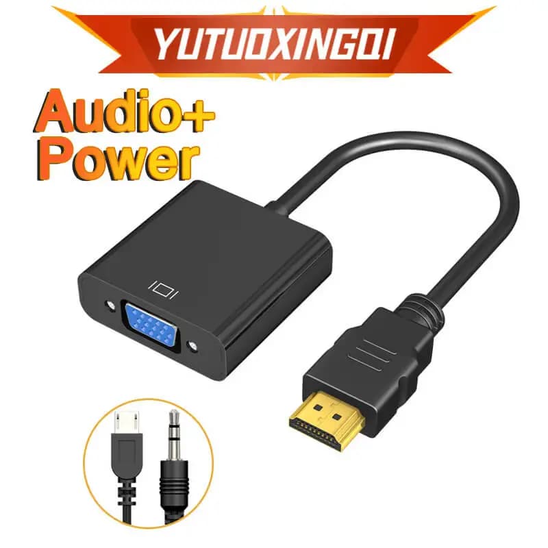 Convertitore da HDMI a VGA compatibile con adattatore di alimentazione Audio adatto per laptop televisori schermi di visualizzazione proiettori 1080P HD