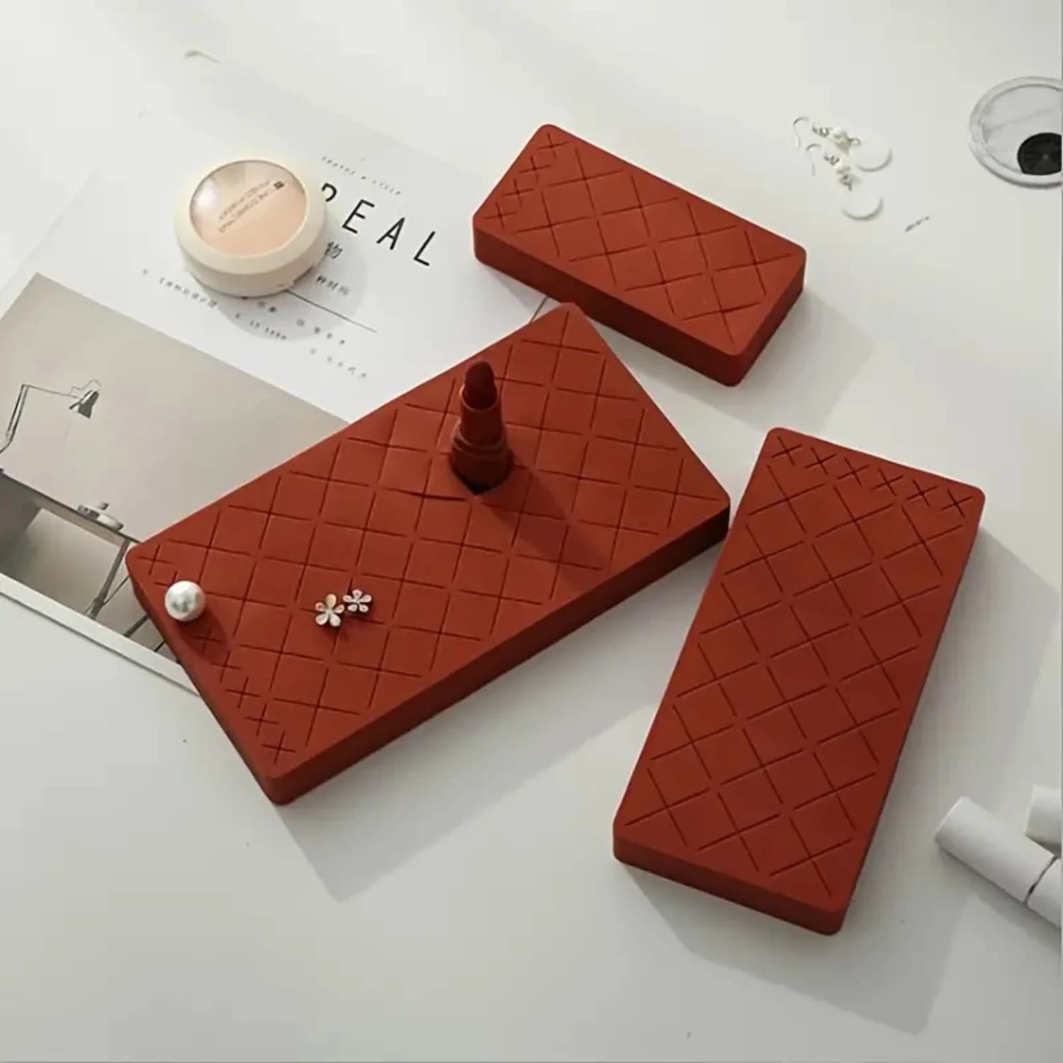 Organizer porta rossetto in silicone - Custodia grigia con 18+6 slot per pennelli da trucco, rossetto e cancelleria