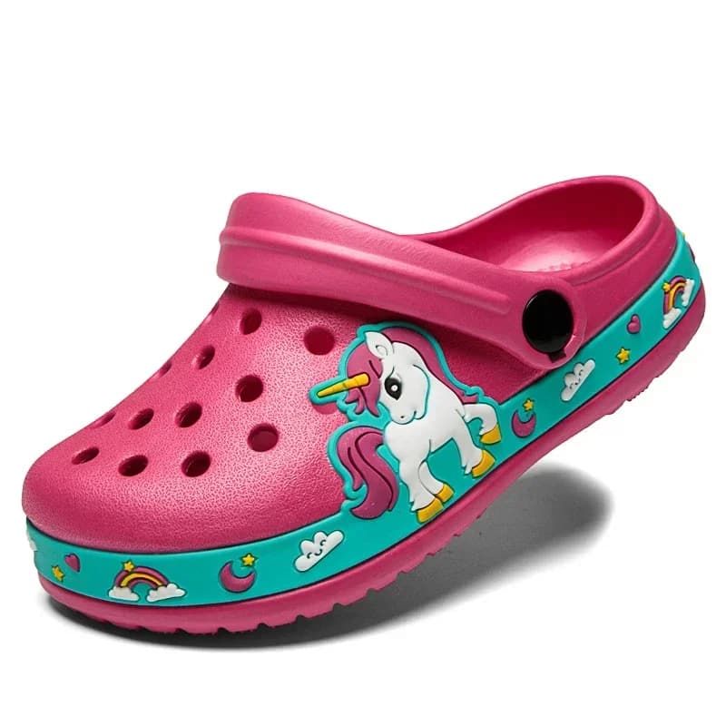 New Kids Unicorn Dinosaur Garden Shoes Beach Flat Sandals Children's Sandals Non-slip Slippers Summer shoes with hole