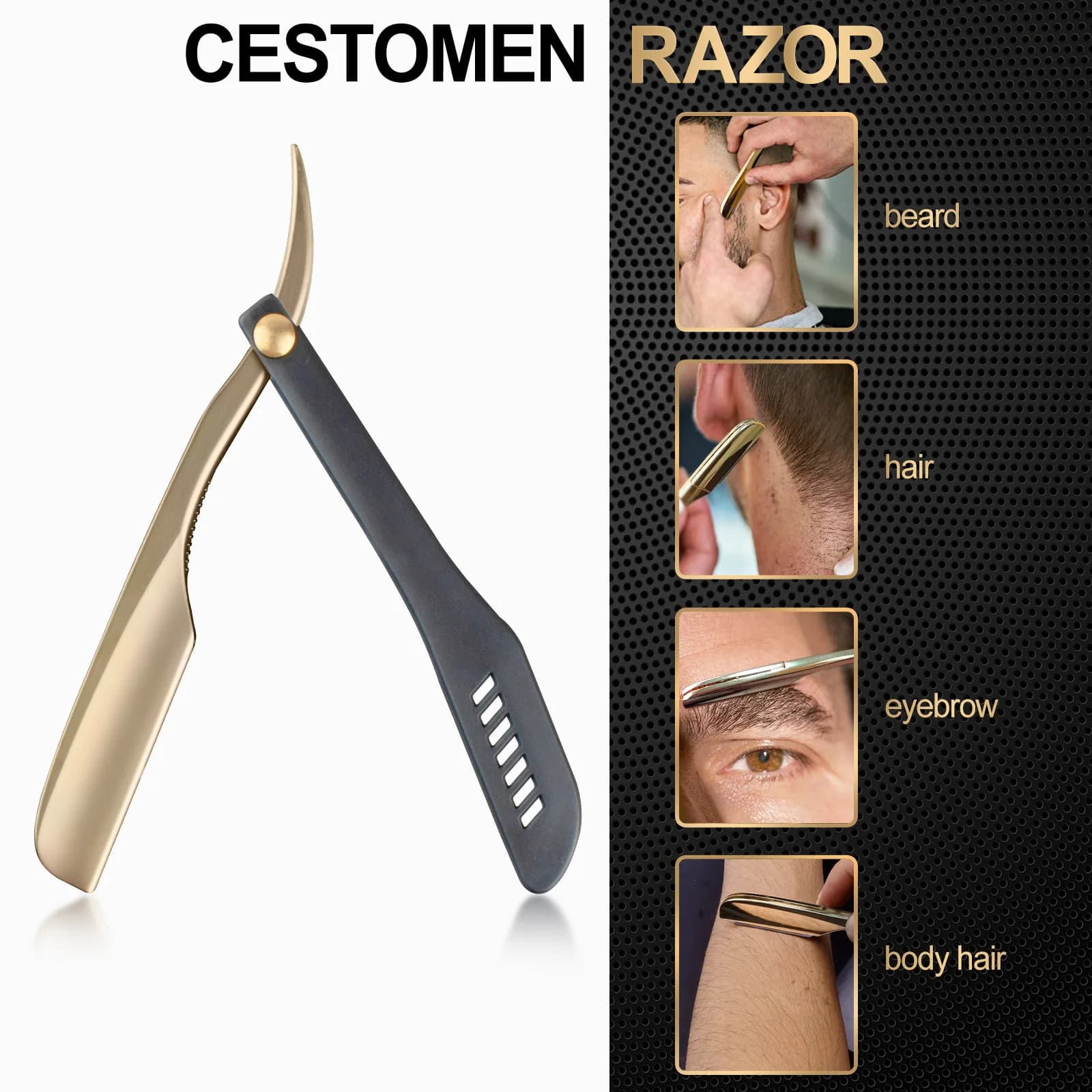 The newest professional manual trimmer shaver board straight edge sharpened barber stainless steel knife folding shaving shaving cut beard