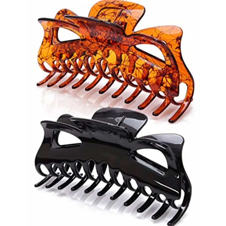 Thick Hair Super Large Clips Crystal Plastic Claw Clamps Hairgrips Clips Accessories for Women, 2 pack. A