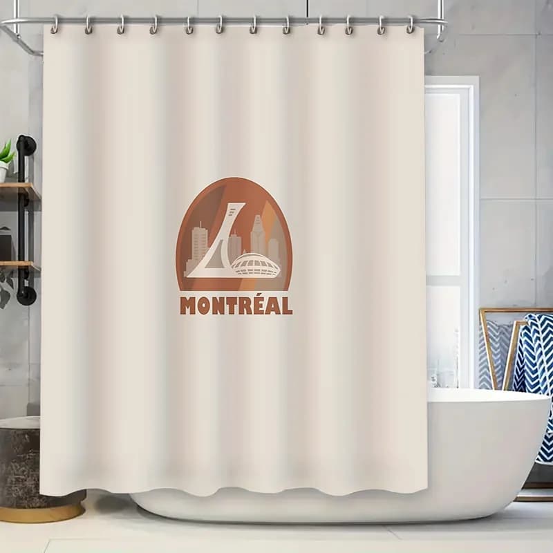Set da bagno moderno con decorazione in tessuto impermeabile lavabile con paesaggio urbano Montreal