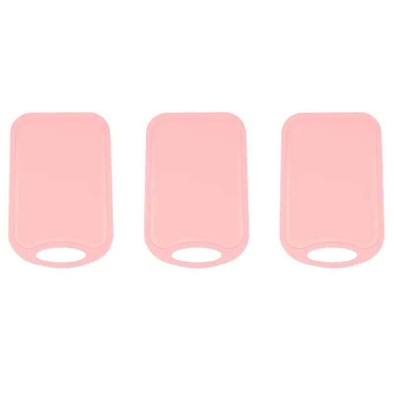 3X Plastic Chopping Block Meat Vegetable Cutting Board Non-Slip Anti Overflow With Hang Hole Chopping Board Pink-AT64