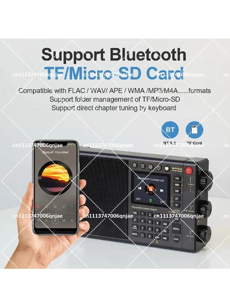 All-Wave Band Internet Radio with IPS Screen, Knob Bluetooth Speaker, Voice Control