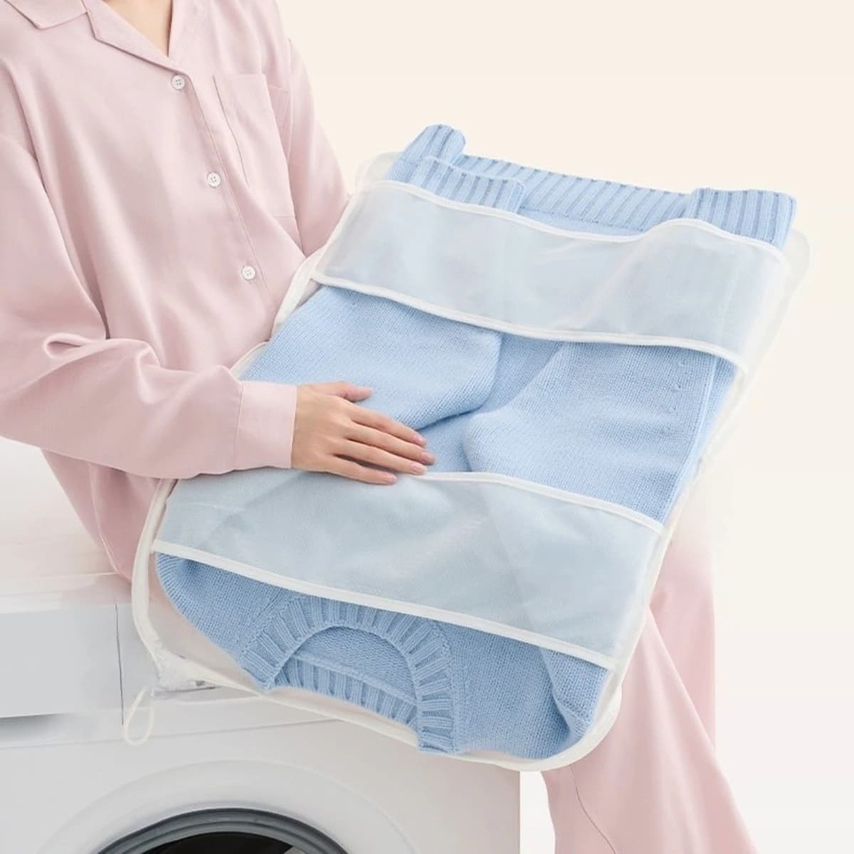 Wear-Resistant Fabric Laundry Bag Wave Mesh Strengthened Sweater Special Wool Clothes Protector Laundry Home Travel Hotel Dorm