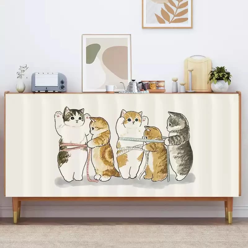 VIKAMA Copertura per Armadio e Scarpiera con Design Gatto Curativo, in Velcro, Antipolvere, Organizzatore per la Casa e la Stanza, Estetica Funzionale