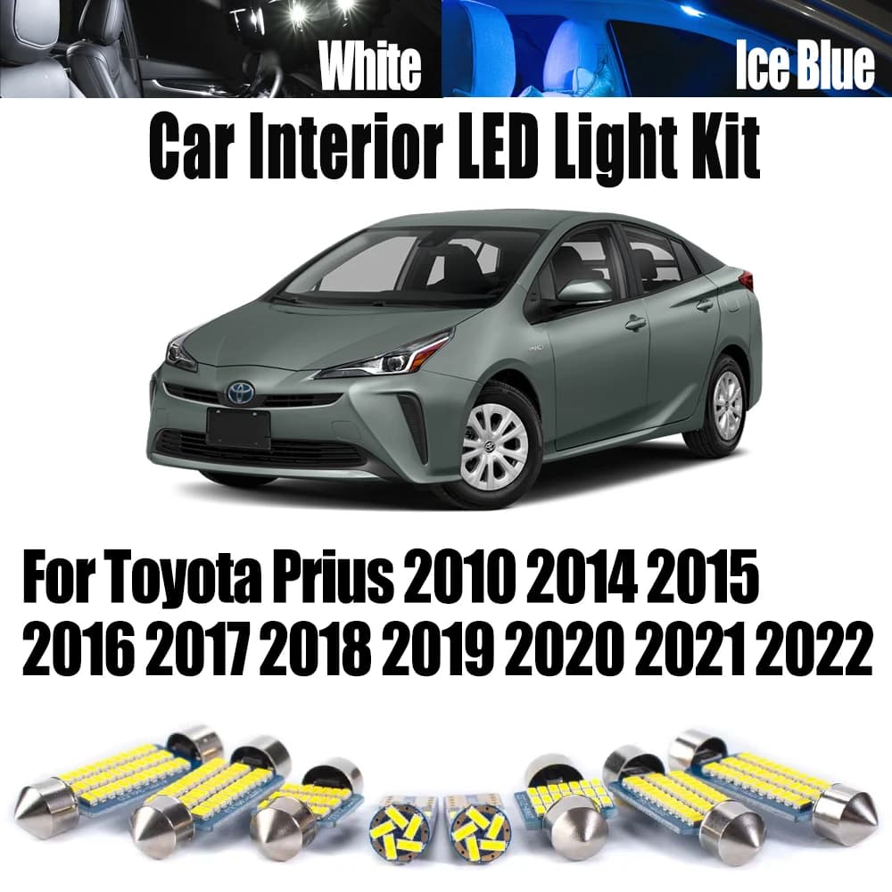 12Pc Canbus Per Toyota Prius 2010- 2016 2017 2018 2019 2020 2021 2022 LED Lettura Interna Mappa Cupola Specchio Vanity Lampadina Kit Luce