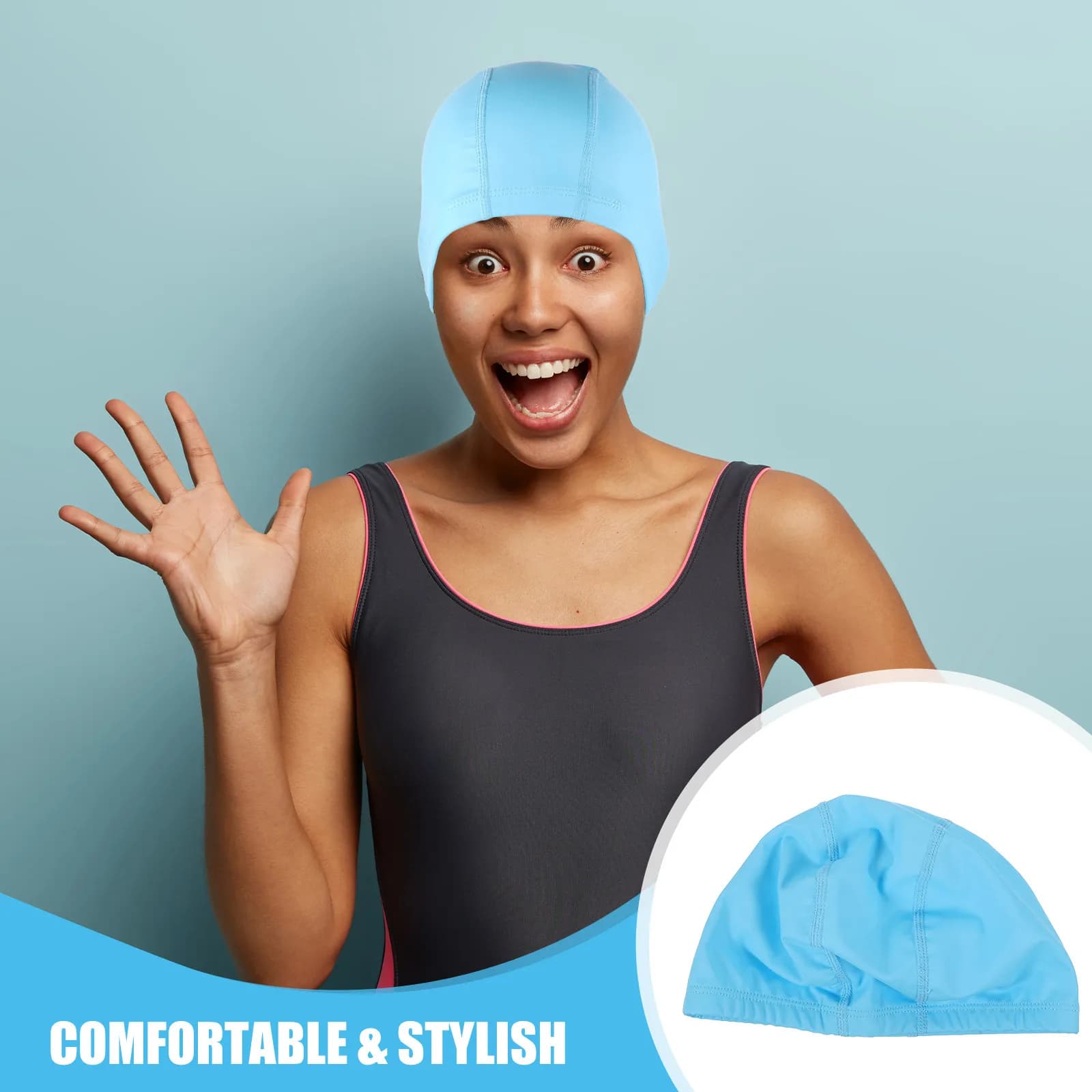 Cuffia da Nuoto in PU per Capelli Lunghi, Uomo e Donna, Impermeabile, Comoda per Capelli Ricci