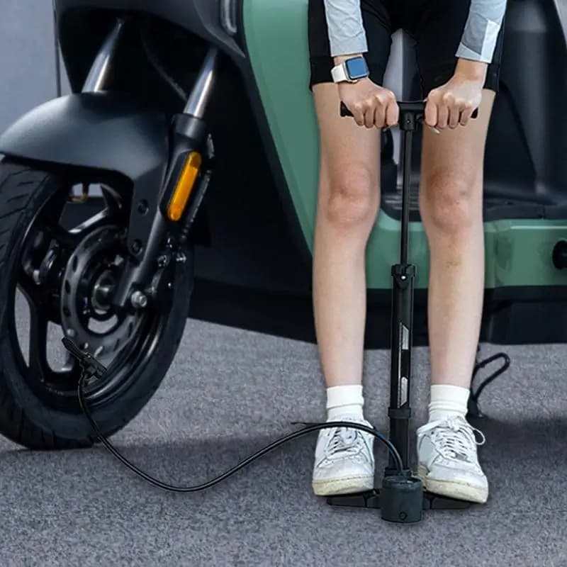 Pompa per pneumatici per bici con manometro 230PSI Pompa da pavimento per pneumatici per bici Pompa per manometro dell'aria con 2 valvole Pompa ad aria portatile