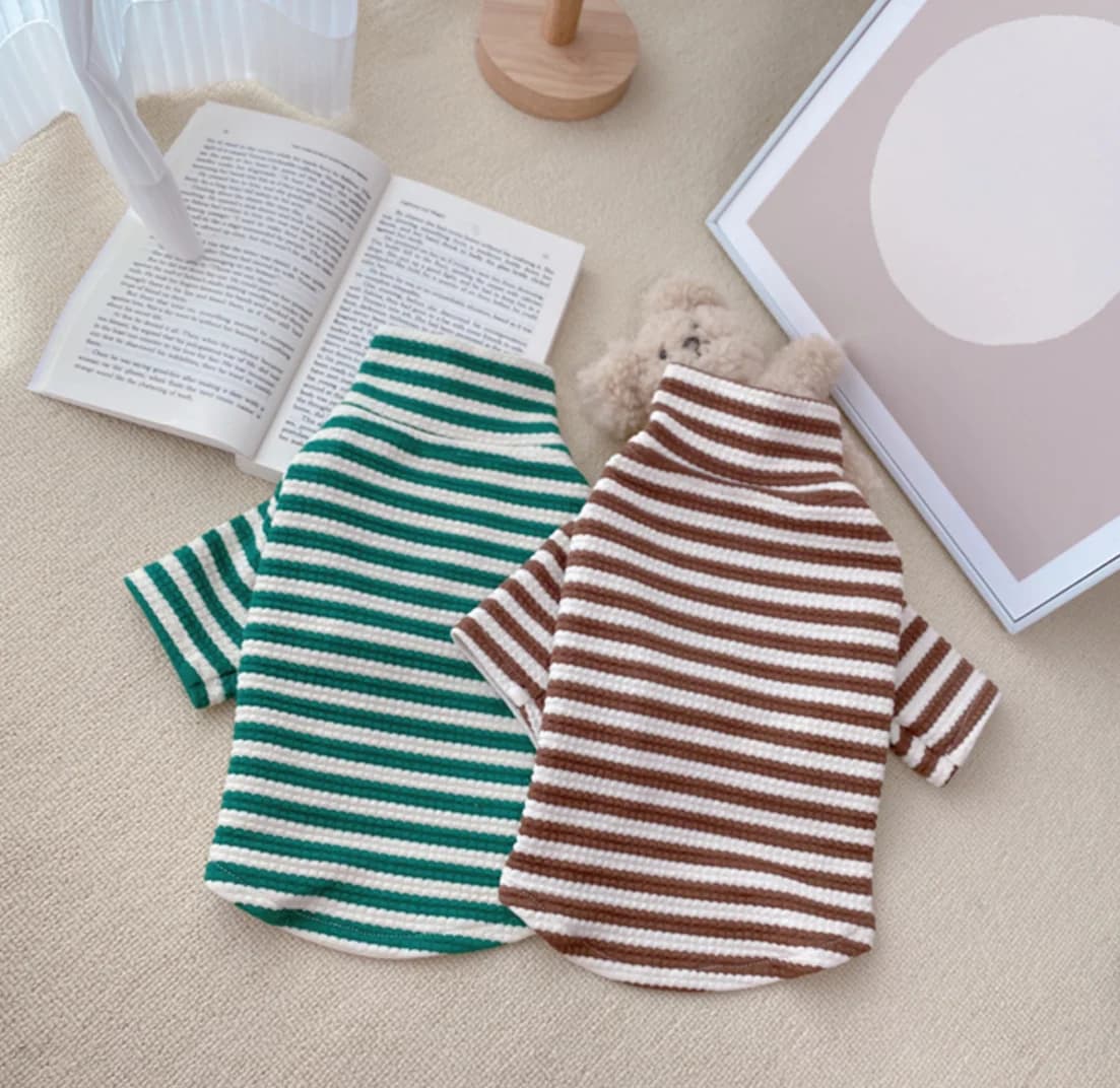 Maglione a righe a collo alto per cani da compagnia Primavera Autunno Vestiti per cani caldi e confortevoli e traspiranti