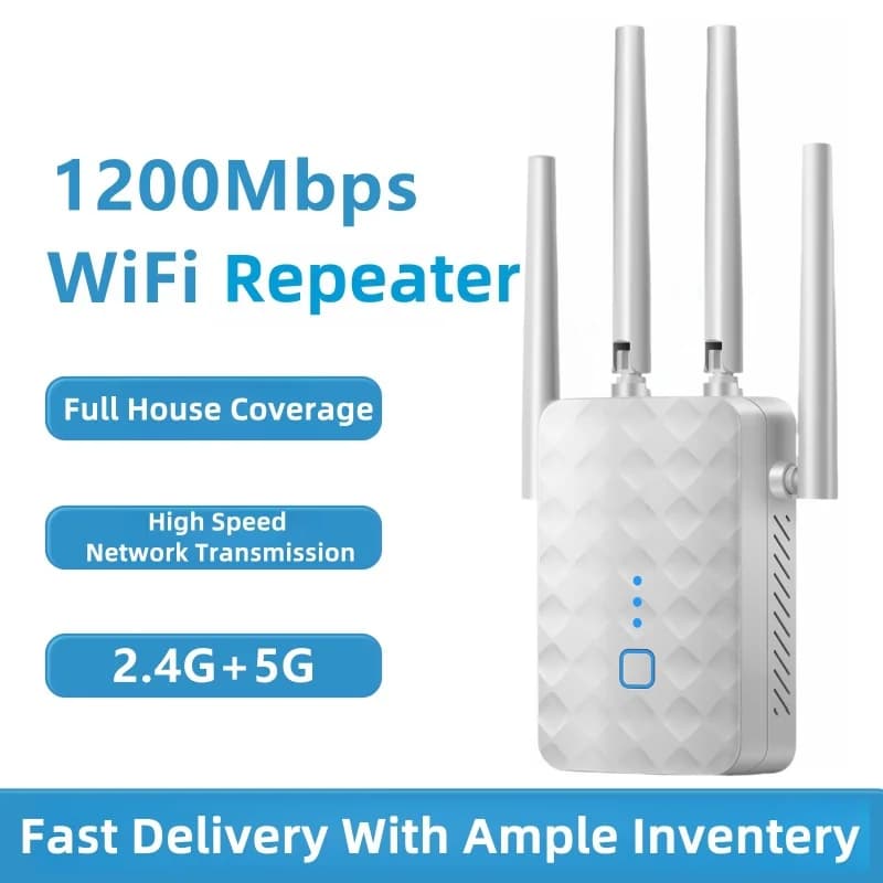 Ripetitore WiFi 1200Mbps Dual Band Wireless Extender 2.4G/5GHz Amplificatore Wi-Fi Router Amplificatore di segnale a lungo raggio Bande ad alta velocità