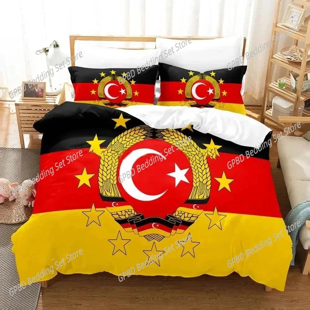 Al Bayrak Turchia Bandiera Set biancheria da letto Copripiumino Set letto Copripiumino Federa Trapunte King Queen Size Ragazzi Biancheria da letto per adulti