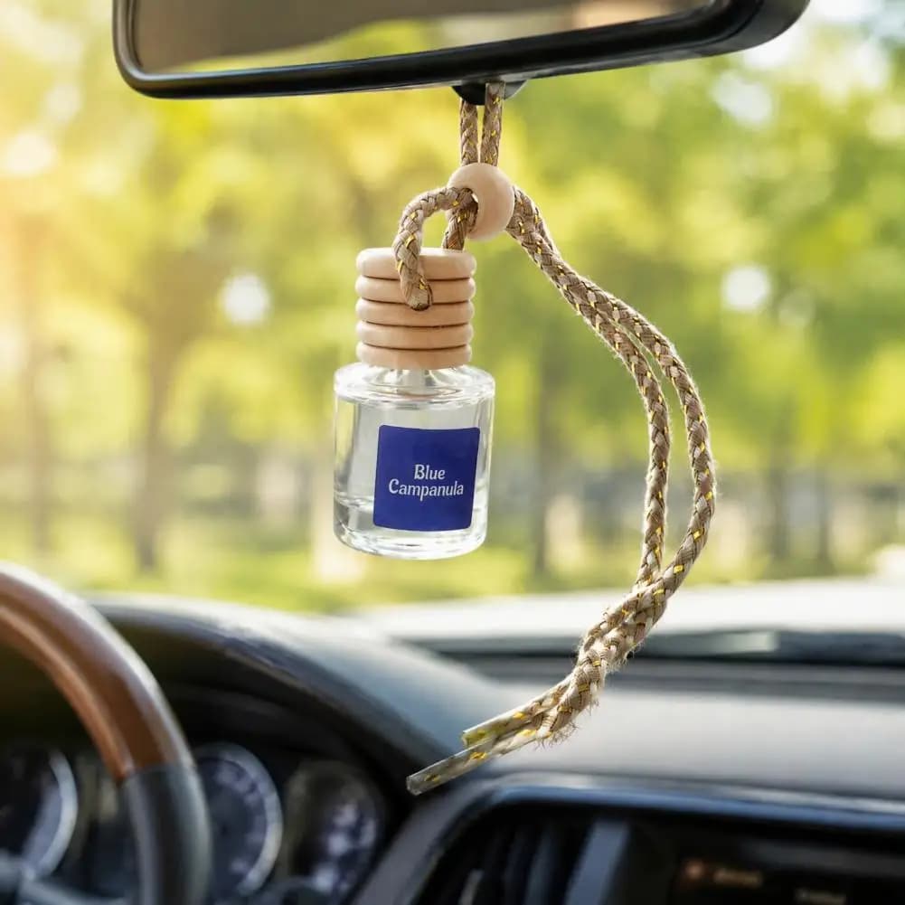 Automotive Bottle Car Hanging Aromatherapy Diffuser Glass Bottle with Wooden Stopper Portable Essential Oil Air for Auto