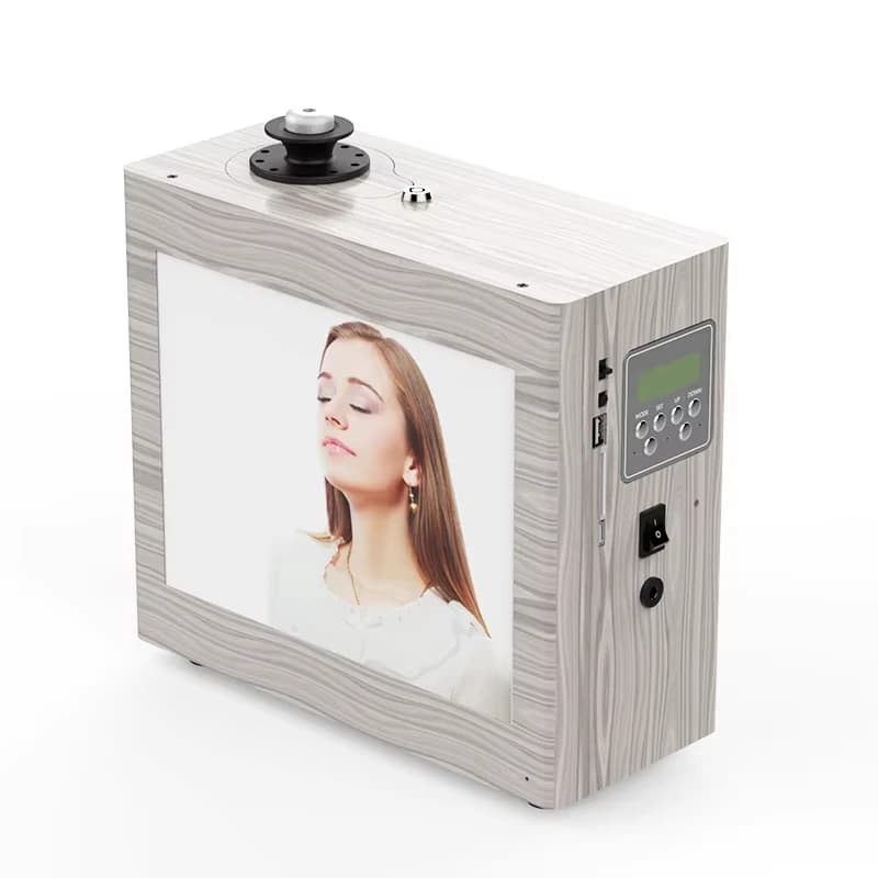 Diffusore di Aromi Elettrico per Oli Essenziali con Schermo Pubblicitario in Legno Personalizzato per HVAC