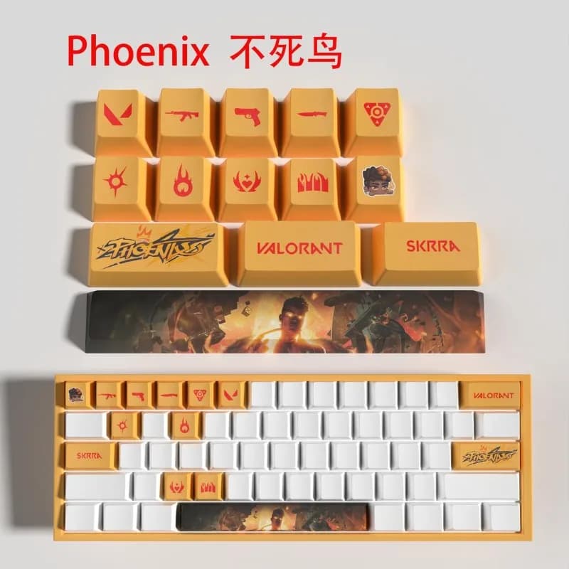 VALORANT Phoenix Copritasti adattati ai periferiche di gioco con tastiera meccanica Sublimazione termica Materiale PBT Albero trasversale OEM