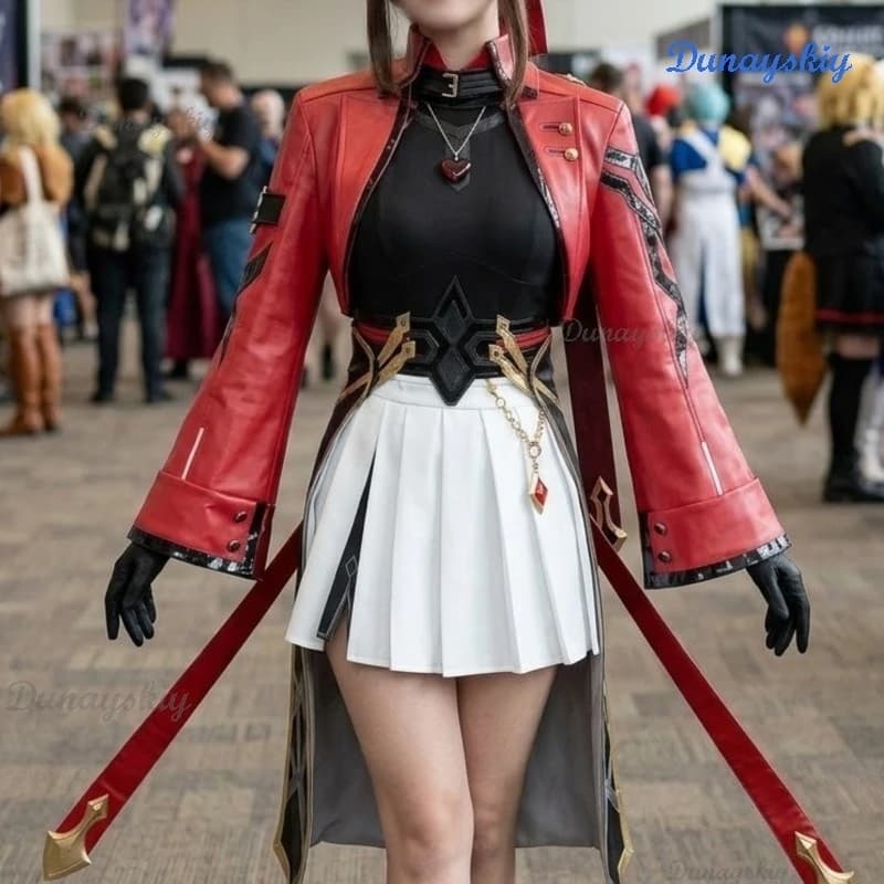 Cosplays Anime Honkai Star Rail x Fate/stay night Rin Tohsaka Full Set – Wig + Fight Coat + Skirt Women's Halloween Cosplay Suit