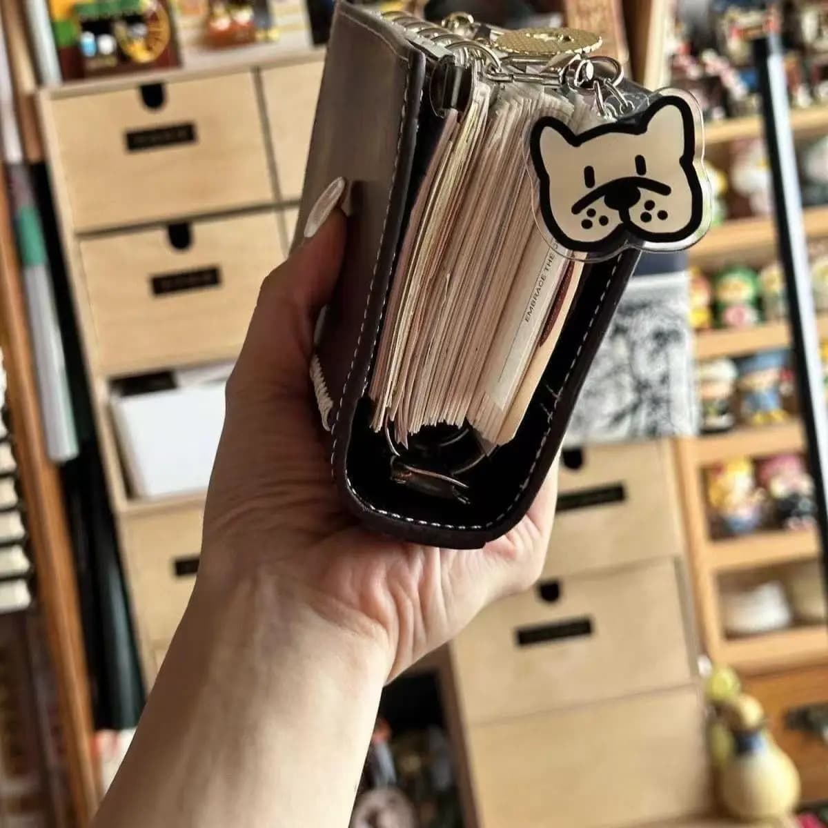 Portable Daily Planner Compact Refillable Travel Diary Vintage Leather Journal Dark Brown A7 Leather Binder Notebook For Travel