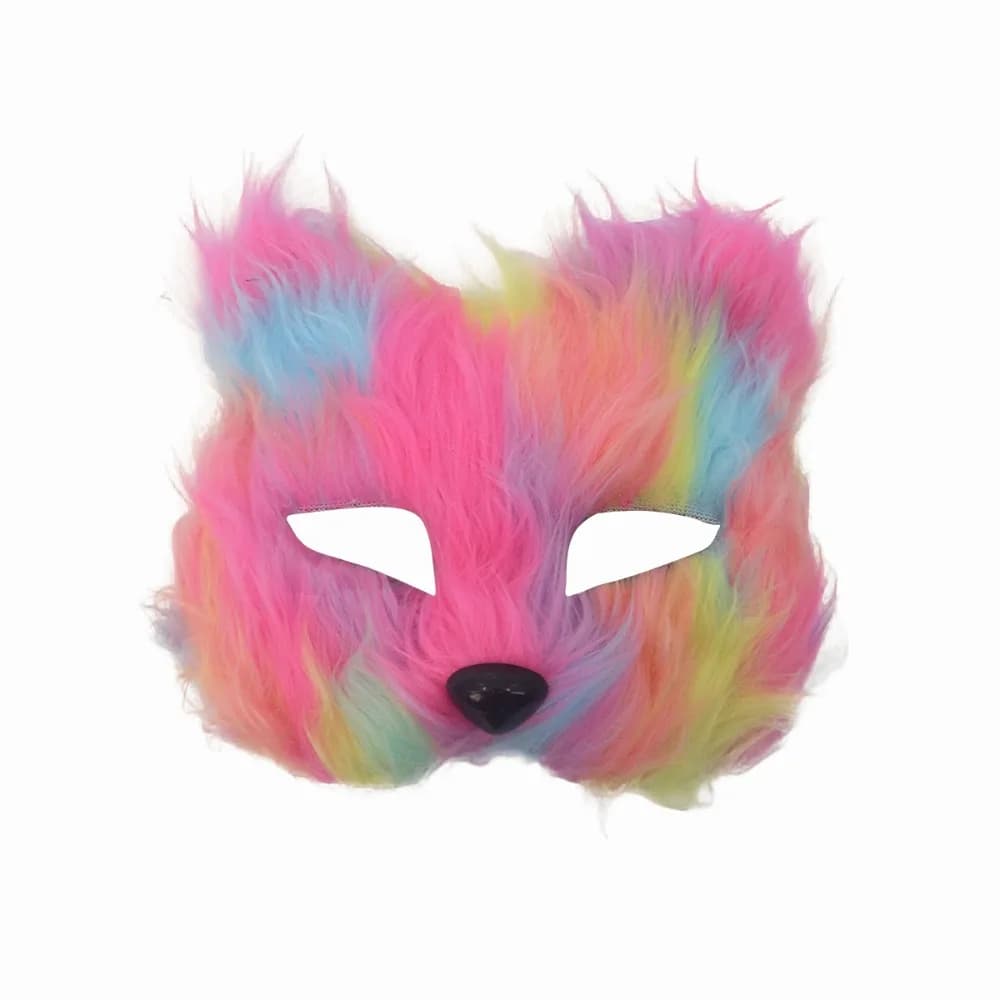 Realistic Cat Mask Animal Long Furry Halloween Masks Halloween Decoration Cartoon Half Face Mask Costume Party Supplies