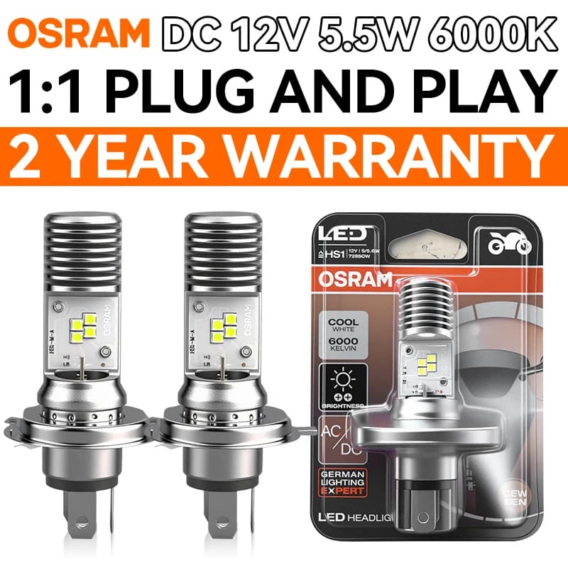 Lampadine LED OSRAM Moto HS1 HL 1:1 H4 5/10W per Fari Moto, Plug and Play 12XBLI1 PX43t, Faro Moto 12V per Yamaha XJ6