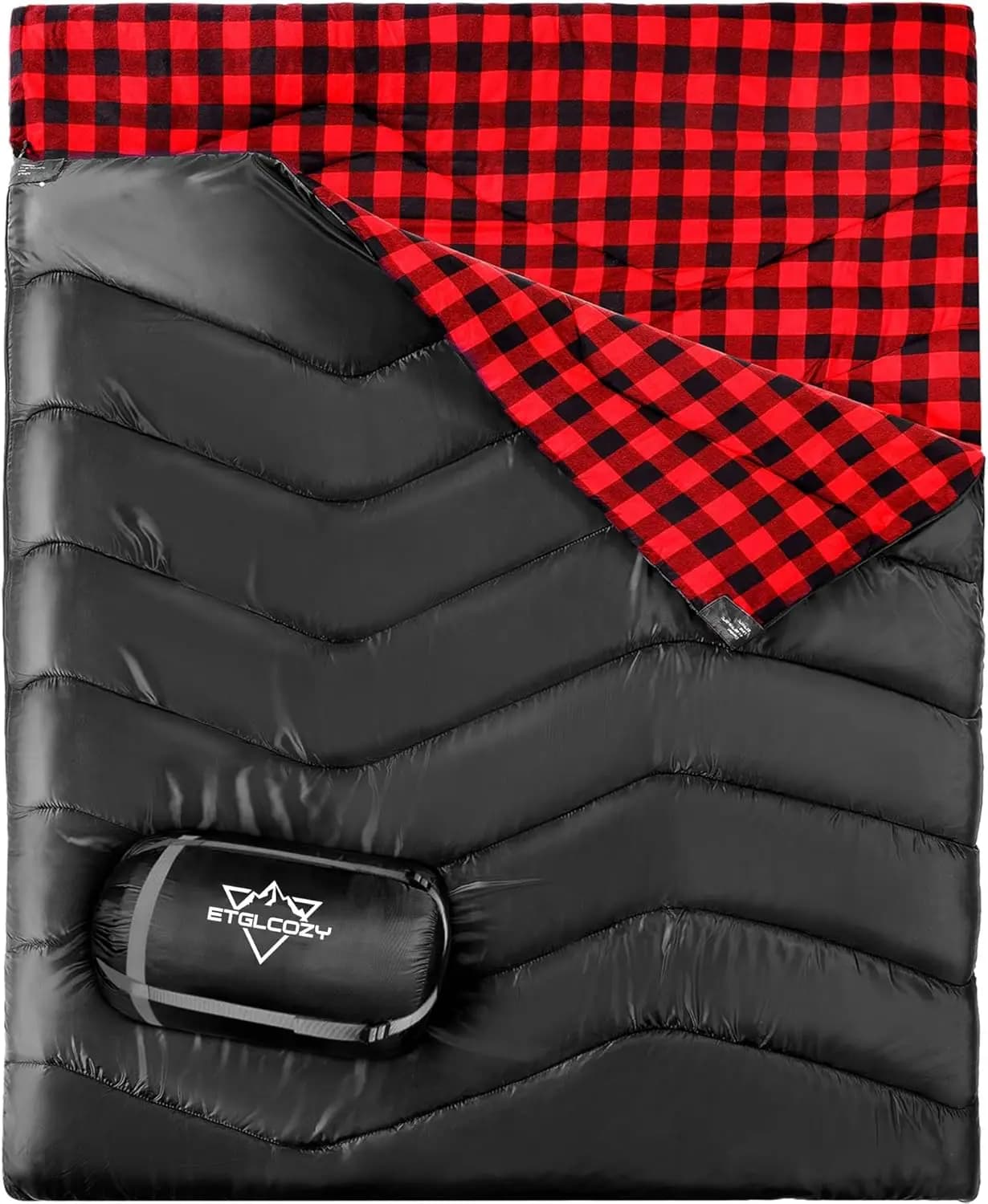 Pelo XL Queen Size Bag for Adults, Lightweight and Compact for Camping in All Seasons with Flannel Lining