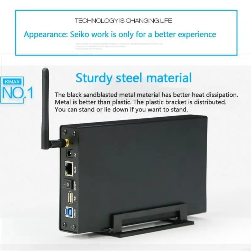 C63A BlueEndless Wireless HDD RECK CAKE PORTATTURA NAS NETWER STOCK Super Speed ​​USB RJ-45 PORTS ETHERNET