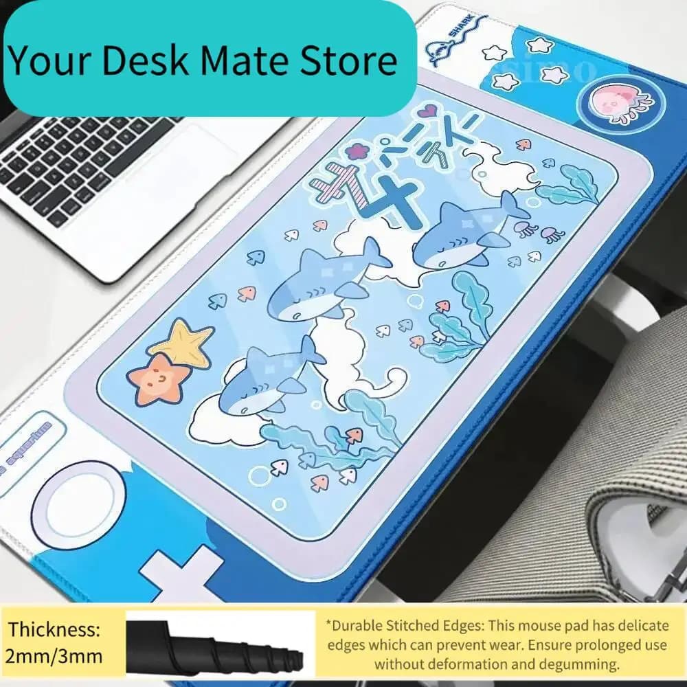 Chibi Ocean Shark Family Extended Gaming Mouse Pad Waterproof Non-slip