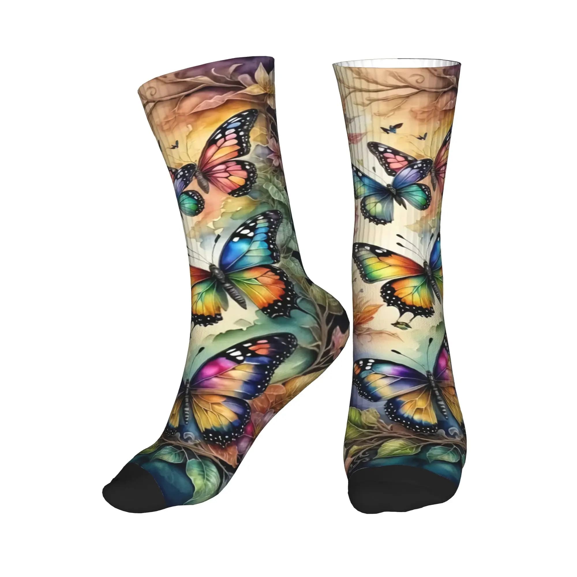 Calzini da uomo e da donna con farfalle e fiori colorati, calzini unisex con stampa 3D