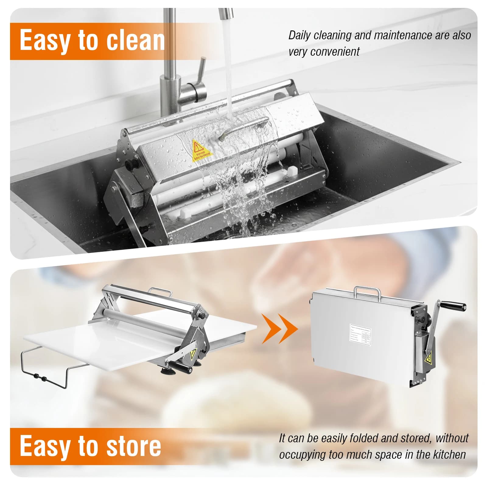 Sfogliatrice Manuale con 2 Tavole di Laminazione, Sfogliatrice da Banco con 55 Spessori Regolabili e 0-25mm per Pizza, Pane e Pasticceria