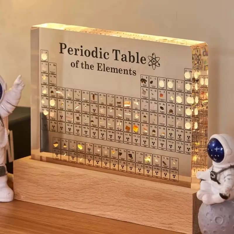 Acrylic Chemical Element Periodic Table Printing with Light Base Teacher's Day Practical Gifts Decorations Study Desk Ornaments