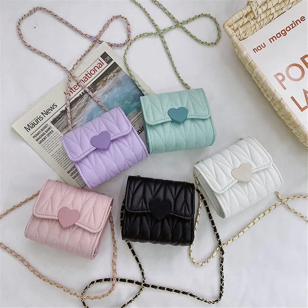 Mini borse a tracolla per neonate con cuore adorabile Portamonete per bambini Accessori Borse Borsa a tracolla quadrata per bambini