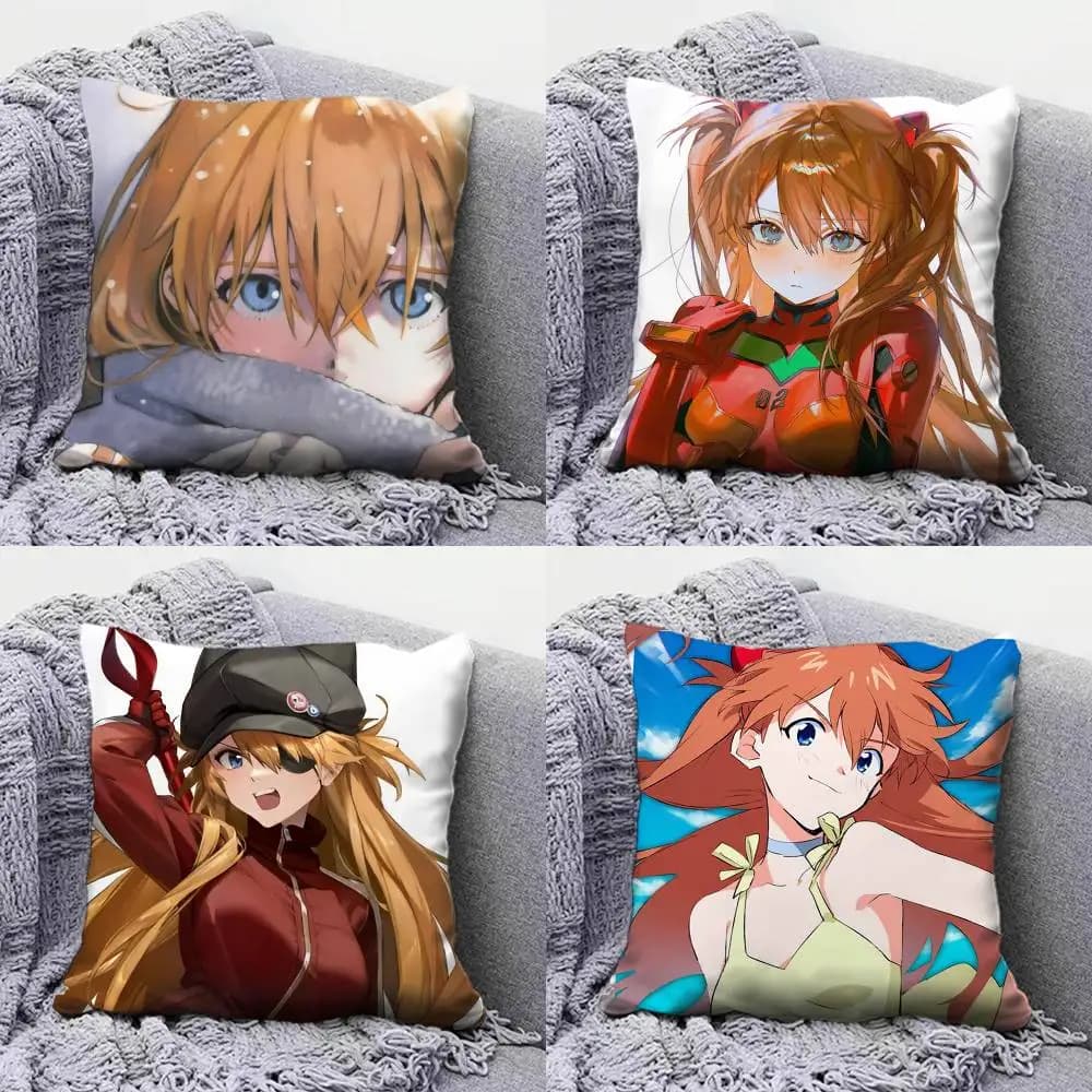 Fodere per cuscini da divano e federe decorative personalizzate Asuka Langley Soryu Asuka Anime Girl