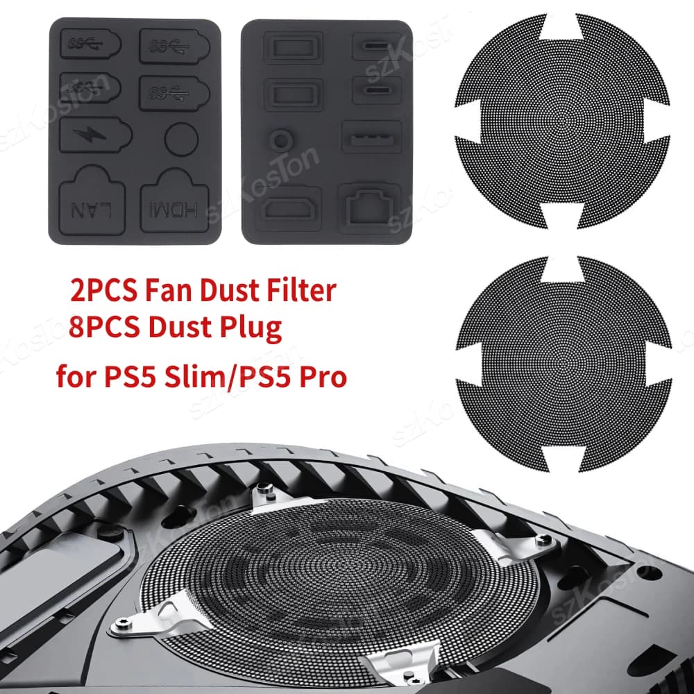 Ventola di raffreddamento Prese d'aria Filtro antipolvere Kit antipolvere per PS5 Slim PS5 Pro Accessori Console di gioco Set di tappi antipolvere in silicone