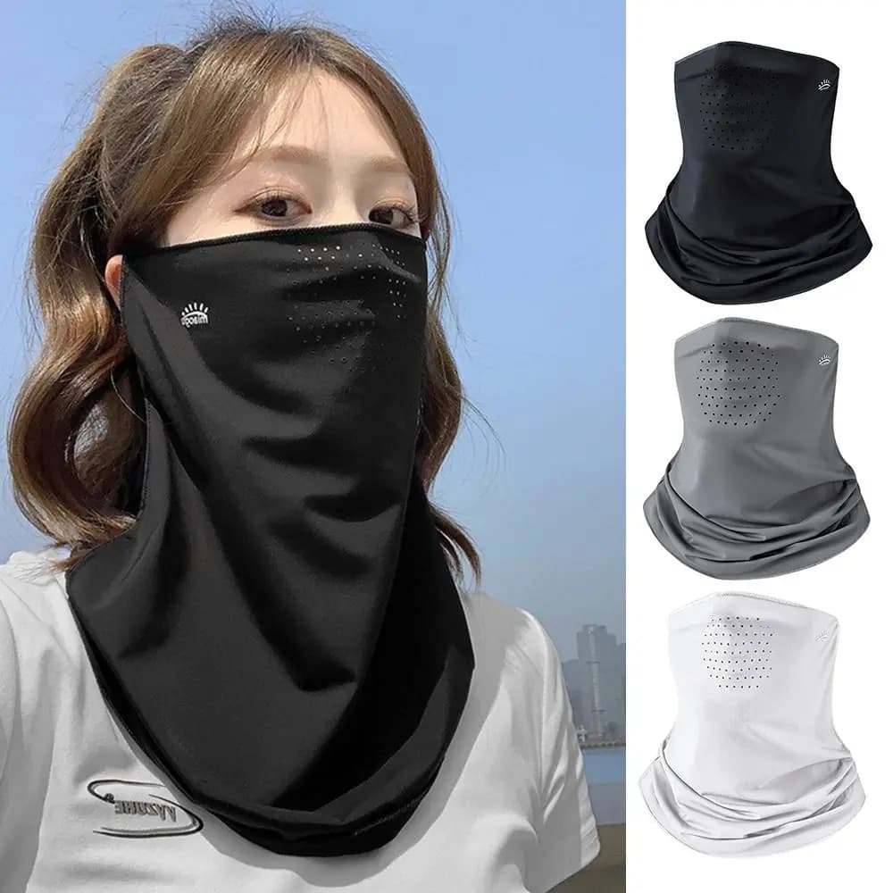 Protezione solare estiva Maschera di seta di ghiaccio Collo Protezione UV Copertura per il viso Protezione solare Viso con tesa Cappelli per protezione solare per ciclismo all'aperto