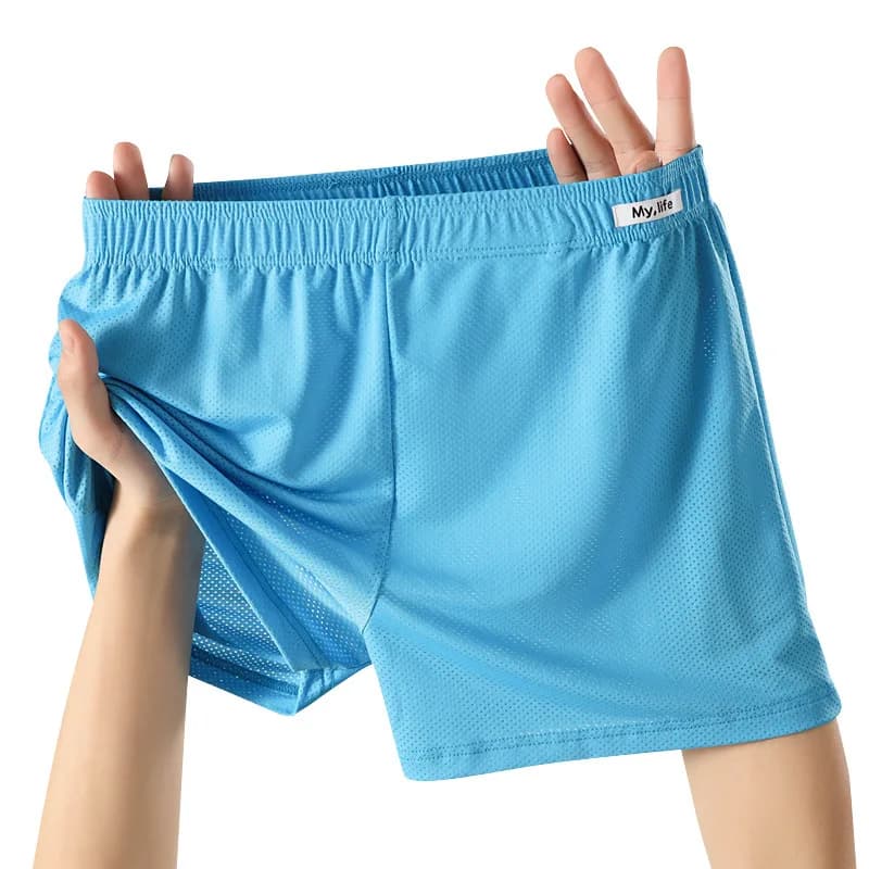 Pantaloni da uomo di grandi dimensioni con freccia Mutandine sottili e traspiranti in seta di ghiaccio Mutande fresche allentate maschili Biancheria intima per dormire ad asciugatura rapida solida