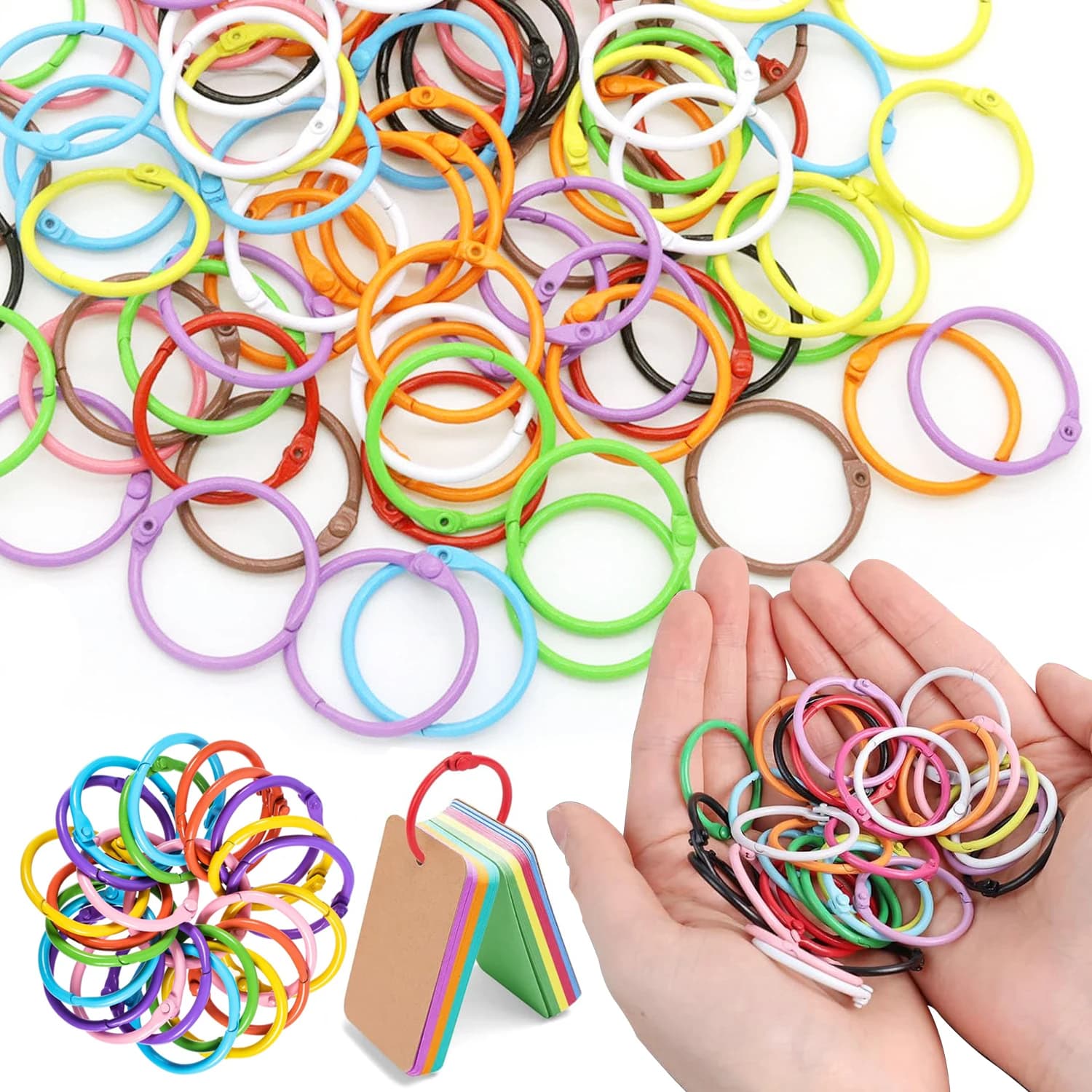 50 pezzi colorati anelli per raccoglitori a fogli sciolti anelli per libri in metallo anelli di carta per schede notebook portachiavi portachiavi per ufficio scuola