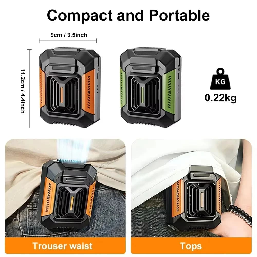 Ventilatore Personale HOMFISH con Clip da Cintura, Power Bank Portatile, Torcia, Ventilatore Indossabile da Collo per Lavori all'Aperto, Escursionismo, Campeggio