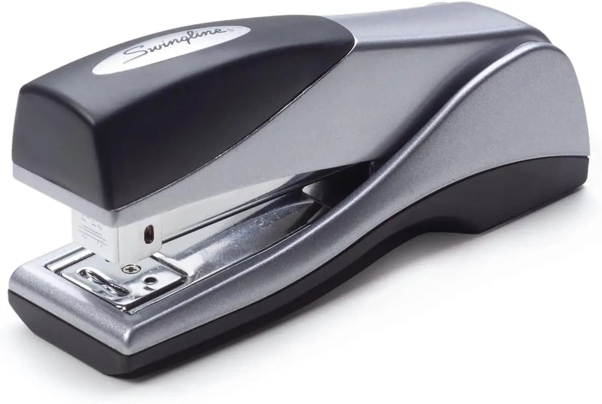 Cucitrice Compatta in Metallo, Anti-Intasamento, Impugnatura Ergonomica, Capacità 25 Fogli, Argento