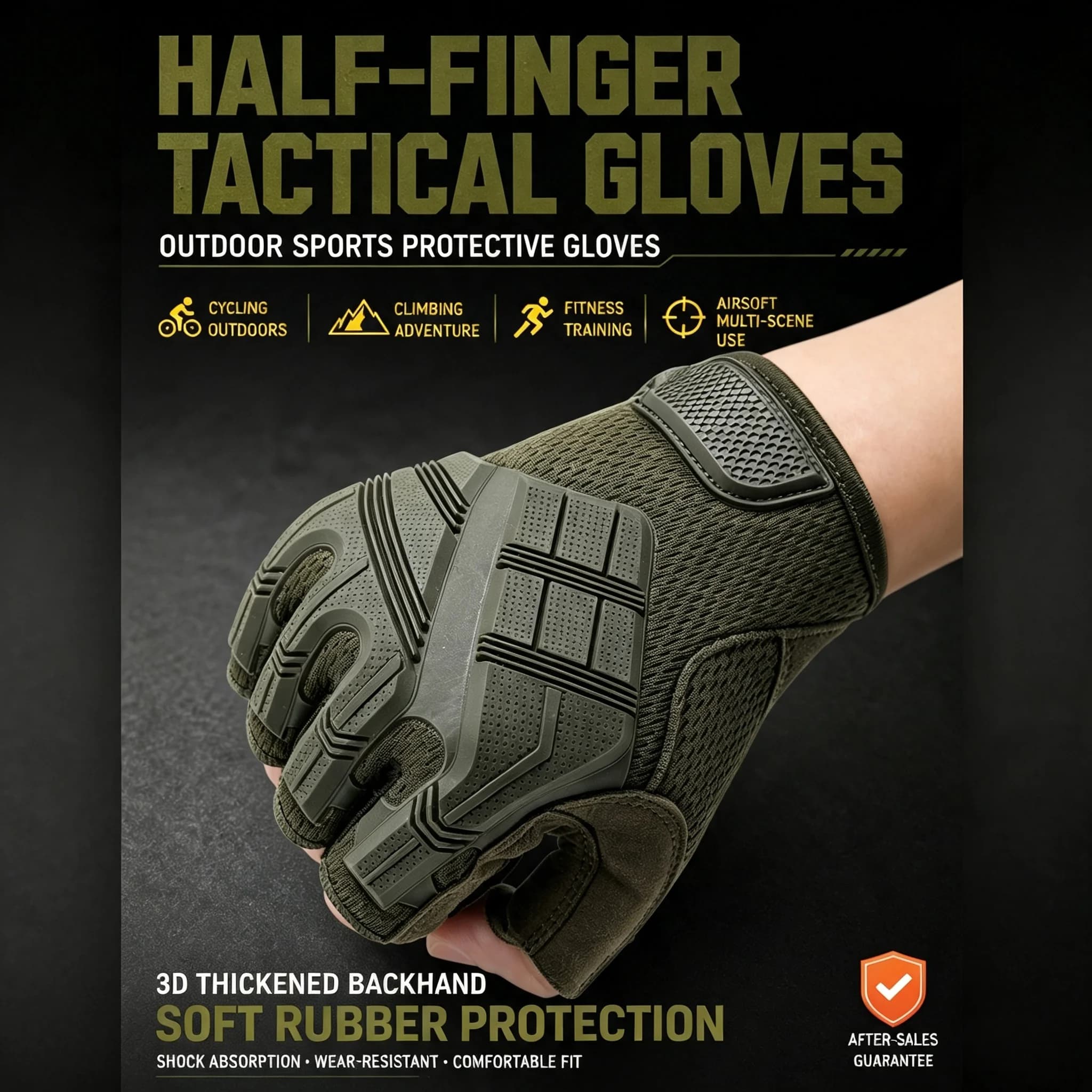 Half Finger Tactical Gloves Microfiber PU Leather Shock Resistant Protective Gloves for Cycling Outdoor Sports