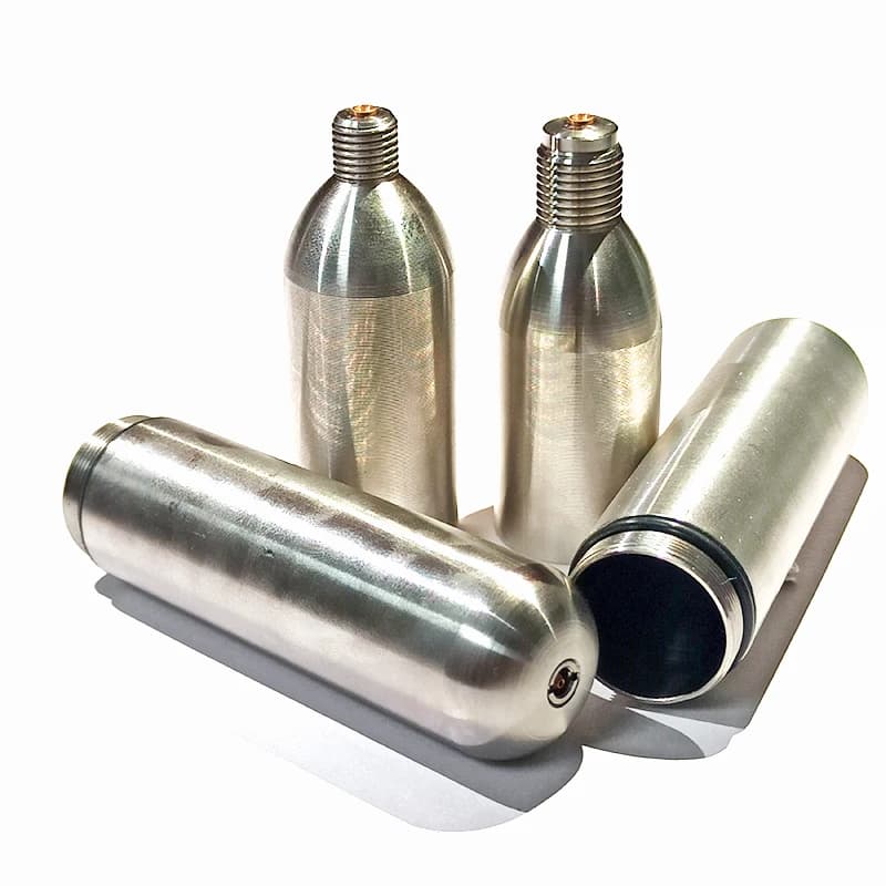 Cartuccia di Co2 riciclabile in acciaio inossidabile da 33 g per salvataggio Giubbotto di salvataggio Airbag Vest Power Acquari Injezioni di bellezza Elaborazione alimentare