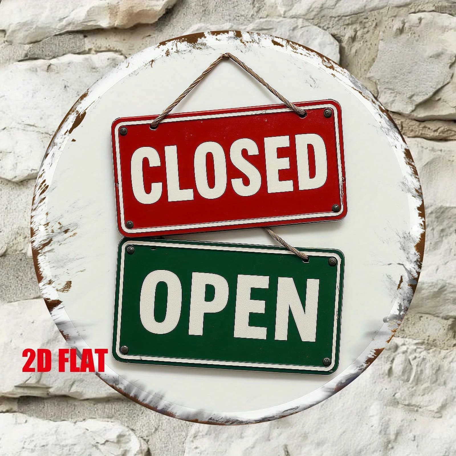 2D Flat, 1pc OPEN/Closed Sign - Red/Green Commercial Business Hours Board - Easy Hang with Hooks/Adhesive - Highquality Printing