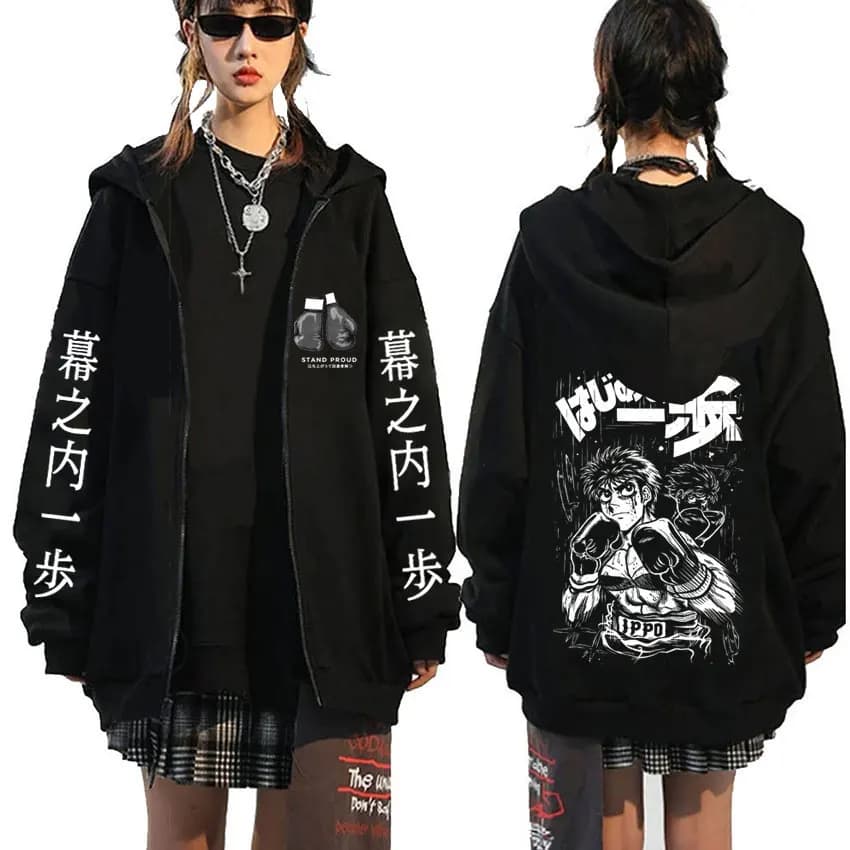 Felpa con Cappuccio e Zip Anime Hajime No Ippo, Giacca KGB Makunouchi Takamura, Felpa da Palestra Kamogawa Boxing, Abbigliamento Cosplay Streetwear per Uomo
