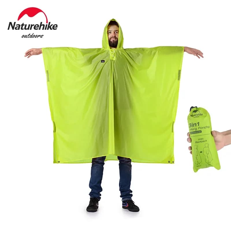 Giacca antipioggia Naturehike 3 in 1 Impermeabile multifunzione Ultralgiht Ultraleggero Escursionismo all'aperto Campeggio Poncho antipioggia Tappetino da campeggio