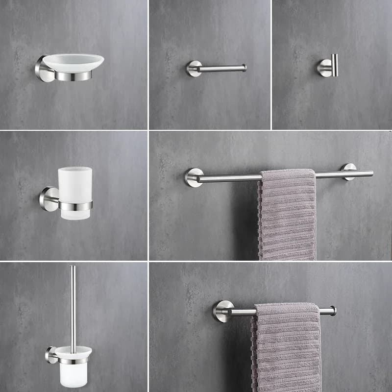 Brushed Nickel High Quality Wall Mount Shelf Toilet Bath Hardware Paper Holder Towel Bar Rack Rail Rod Robe Hook Hanger